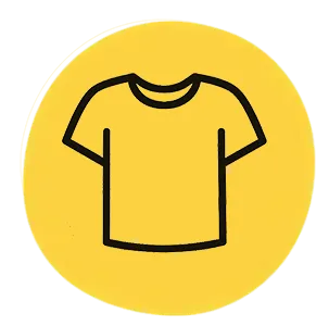 Icon of a t-shirt on yellow circle