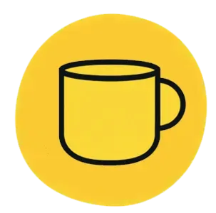 Simple black mug icon on yellow background.