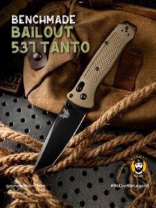 Benchmade Bailout 537 Tanto knife on rope
