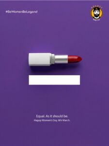 Red lipstick on purple background