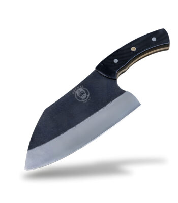 Curved chef knife with black handle