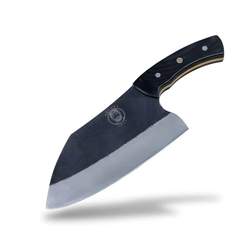 Curved chef knife with black handle