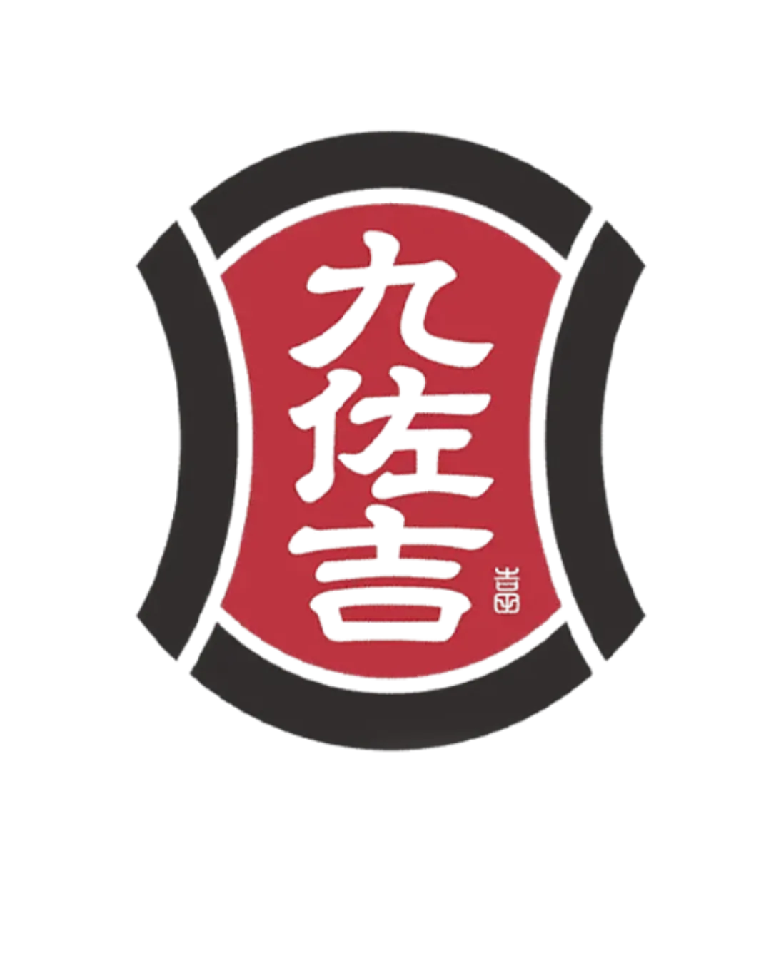 Red and black Japanese kanji symbol