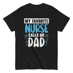 Black shirt with nursing dad message.