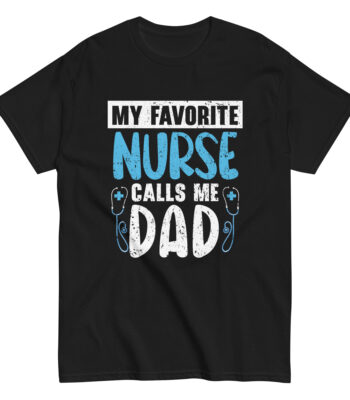 Black shirt with nursing dad message.