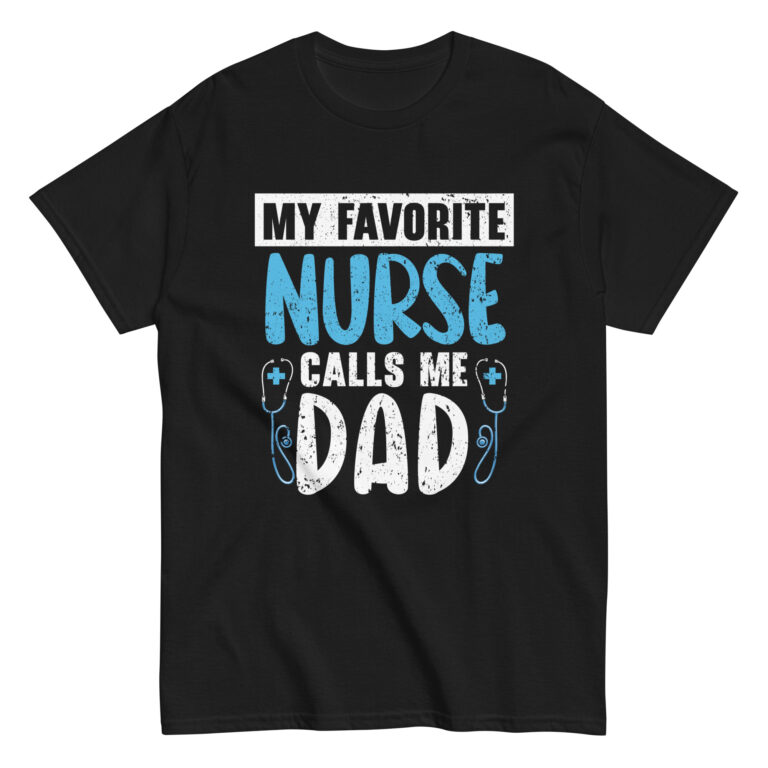 Black shirt with nursing dad message.