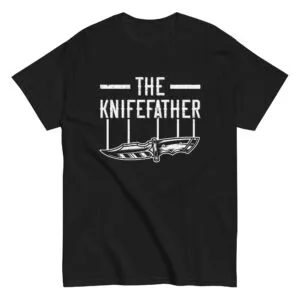 Black T-shirt with 'The Knifefather' design