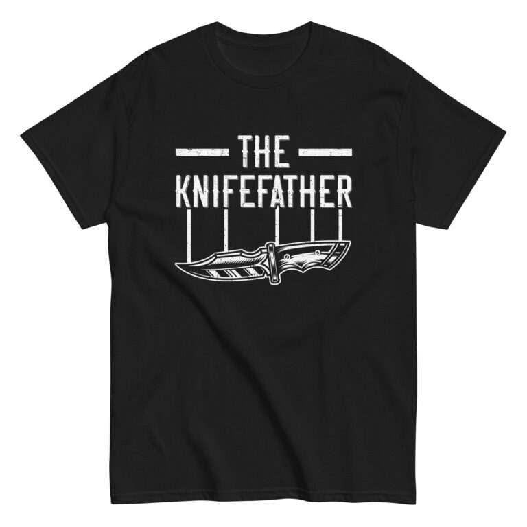Black T-shirt with 'The Knifefather' design