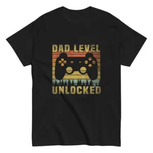 Dad Level Unlocked gamer t-shirt with controller design