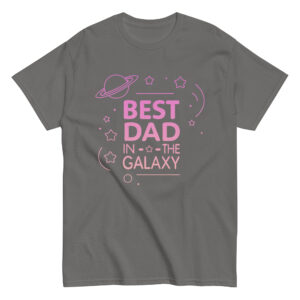 Gray T-shirt with 'Best Dad in Galaxy' design