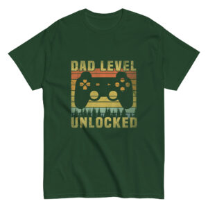 Green shirt with controller 'Dad Level Unlocked'