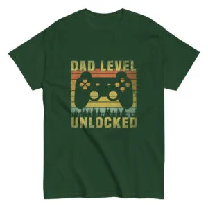 Green shirt with controller 'Dad Level Unlocked'