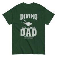Green t-shirt with 'Diving Dad' design