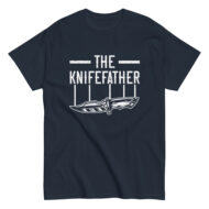 T-shirt with 'The Knifefather' text and knife graphic.