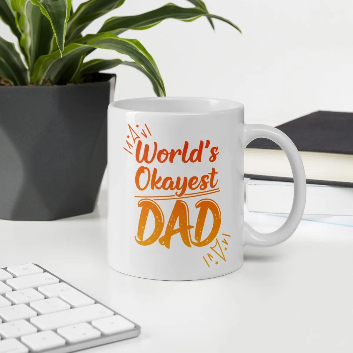World’s Okayest Dad – White Ceramic Mug - Image 3