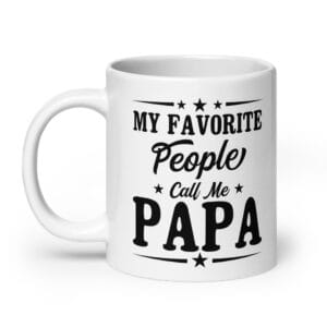 White mug with 'Call Me Papa' text.