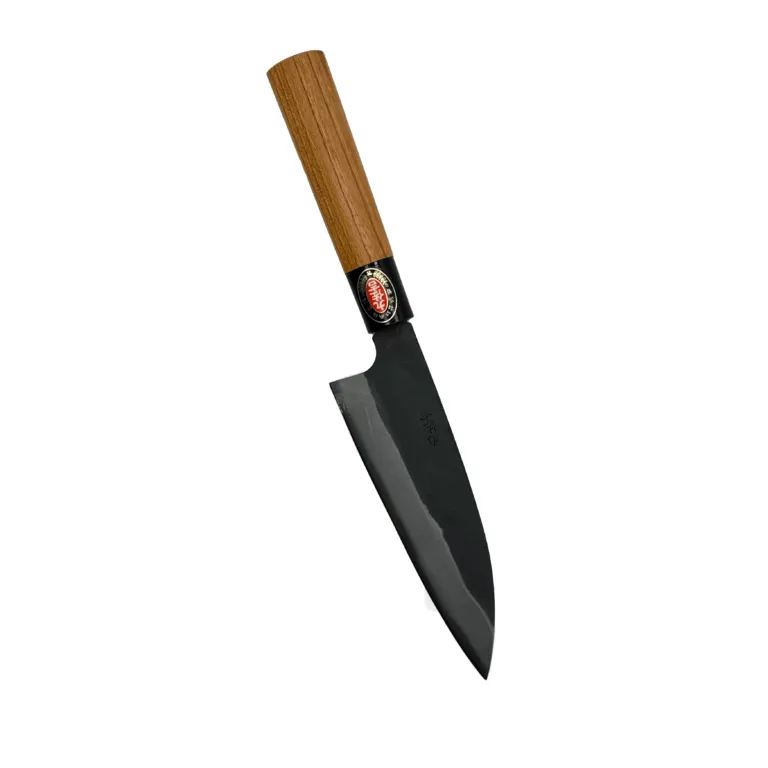 Japanese kitchen knife with wooden handle