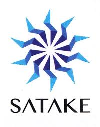 Satake logo with blue geometric design