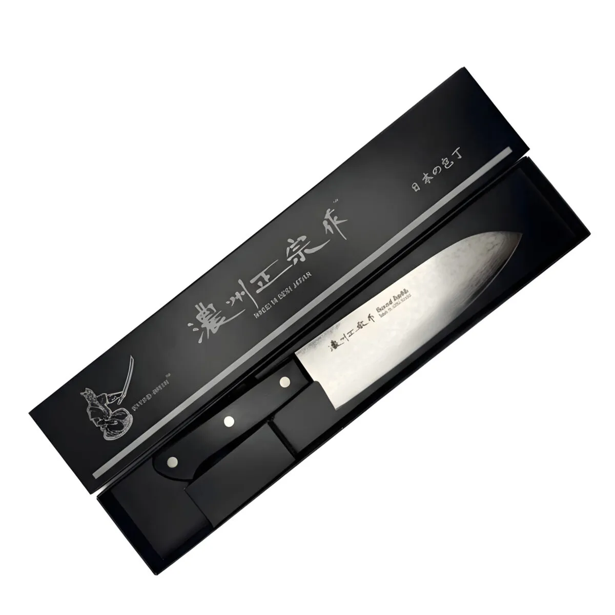 Japanese chef knife in black box.