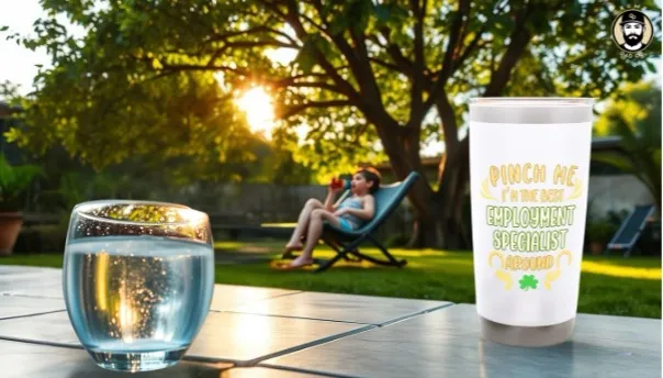 Backyard relaxation with drinks in the summer sun.