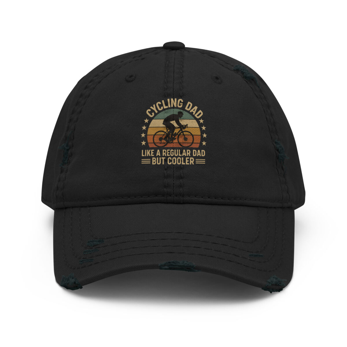 Distressed dad hat with “Cycling Dad Like a Regular Dad But Cooler” print – funny gift for biking dads