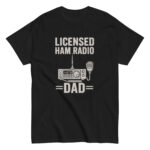 Black t-shirt with ham radio dad design.