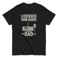 Black t-shirt with ham radio dad design.