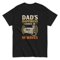 Black t-shirt with radio-themed dad quote.