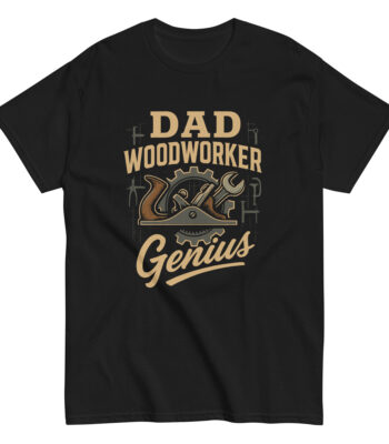 Black t-shirt: Dad Woodworker Genius design