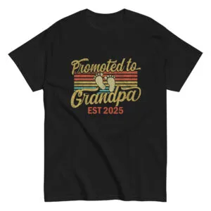 Promoted to Grandpa T-shirt with baby feet design