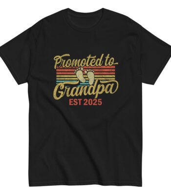 Promoted to Grandpa T-shirt with baby feet design