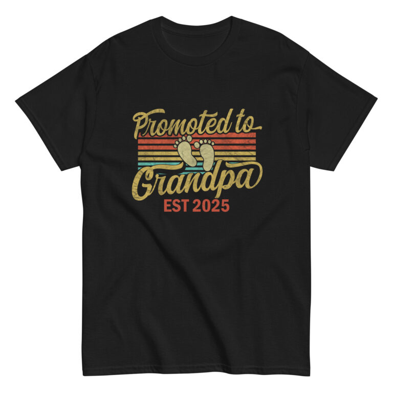 Promoted to Grandpa T-shirt with baby feet design