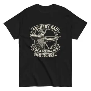 T-shirt with archery dad graphic and text.