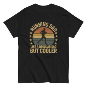 Black T-shirt with running dad design.