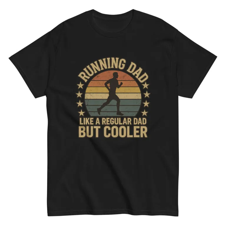 Black T-shirt with running dad design.