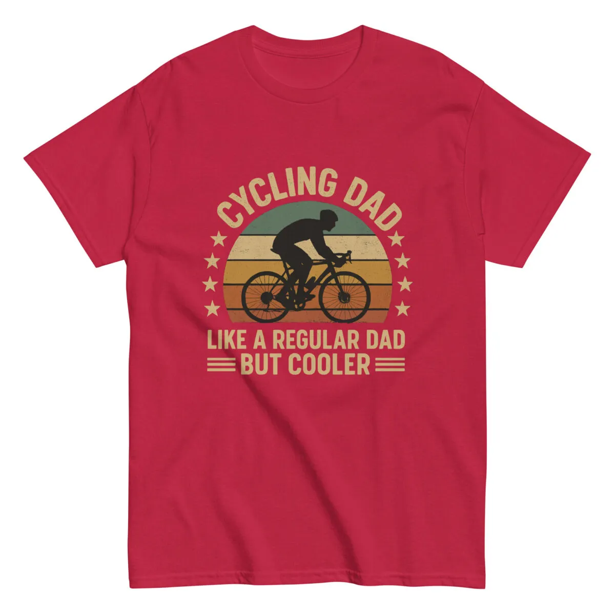 Red t-shirt with vintage cycling dad design