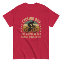 Red t-shirt with vintage cycling dad design