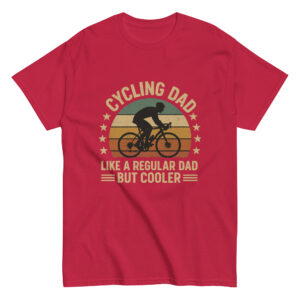 Red t-shirt with vintage cycling dad design