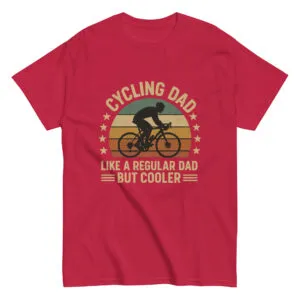 Red t-shirt with vintage cycling dad design