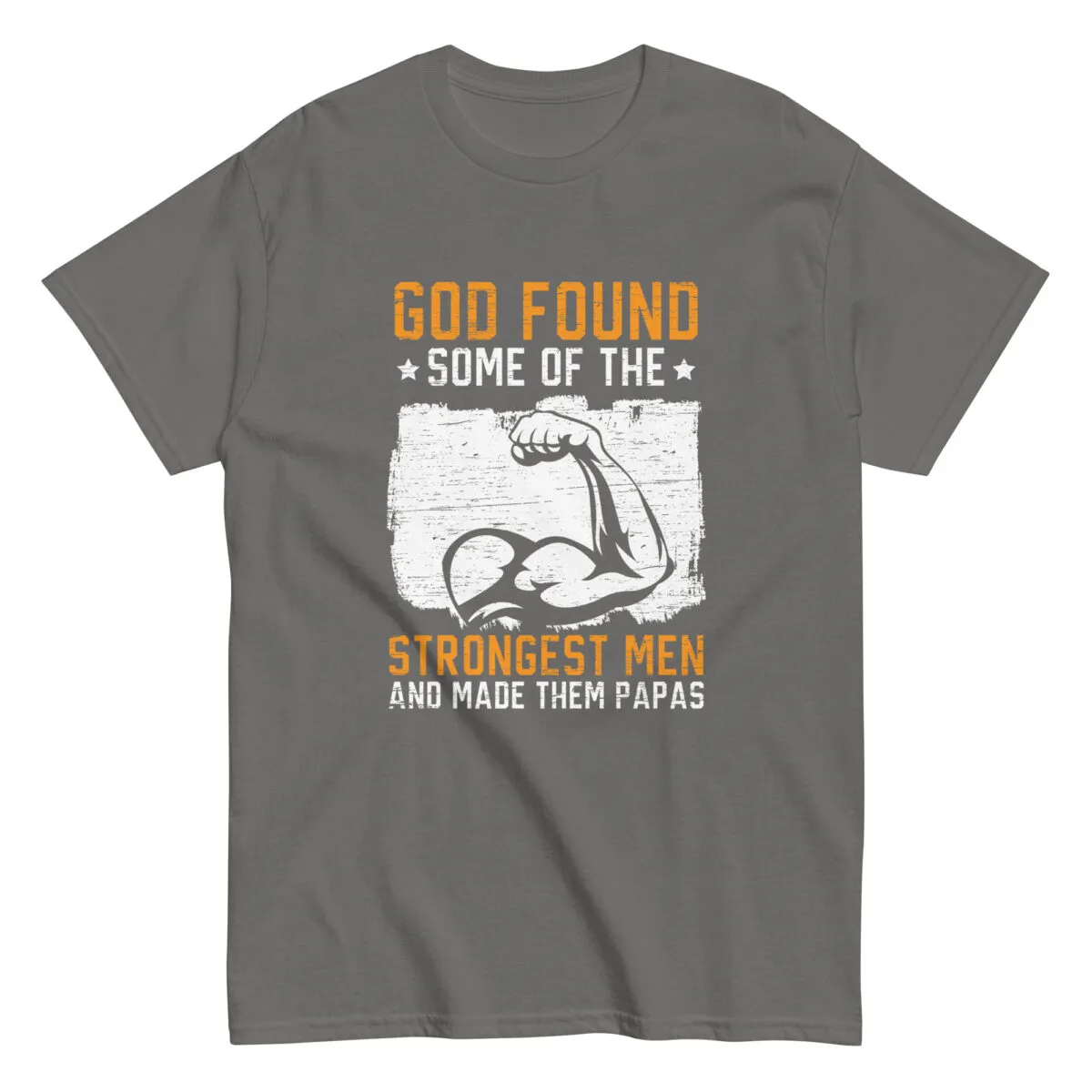 Gray t-shirt with motivational dad quote design.