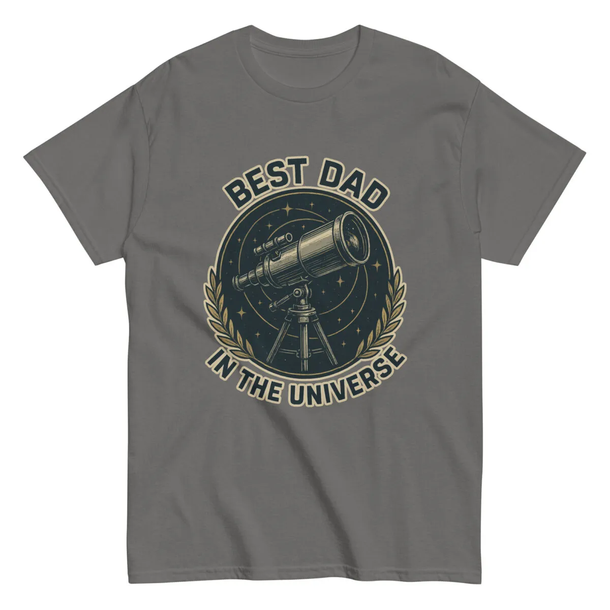T-shirt with telescope, text: Best Dad in Universe