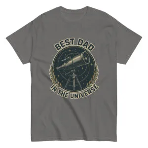 T-shirt with telescope, text: Best Dad in Universe