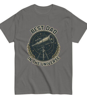 T-shirt with telescope, text: Best Dad in Universe