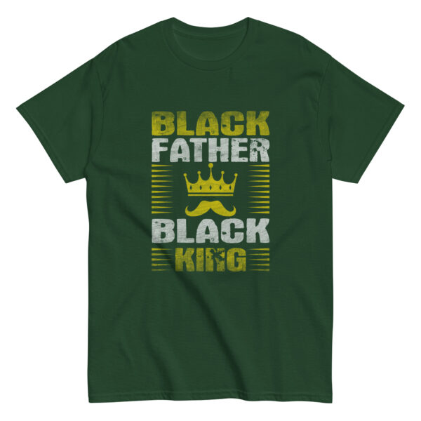 Green t-shirt with 'Black Father Black King' design.