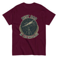 Maroon T-shirt with telescope and 'Best Dad' text