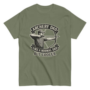 Green t-shirt with archery dad design.