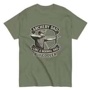 Green t-shirt with archery dad design.
