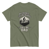 Cycling dad t-shirt with mountain bike graphic.