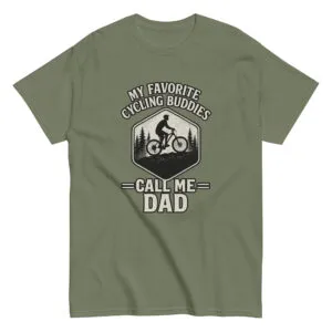 Cycling dad t-shirt with mountain bike graphic.