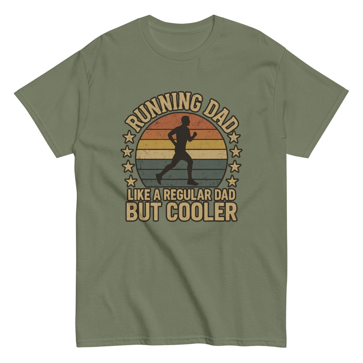 Olive t-shirt with running dad design.